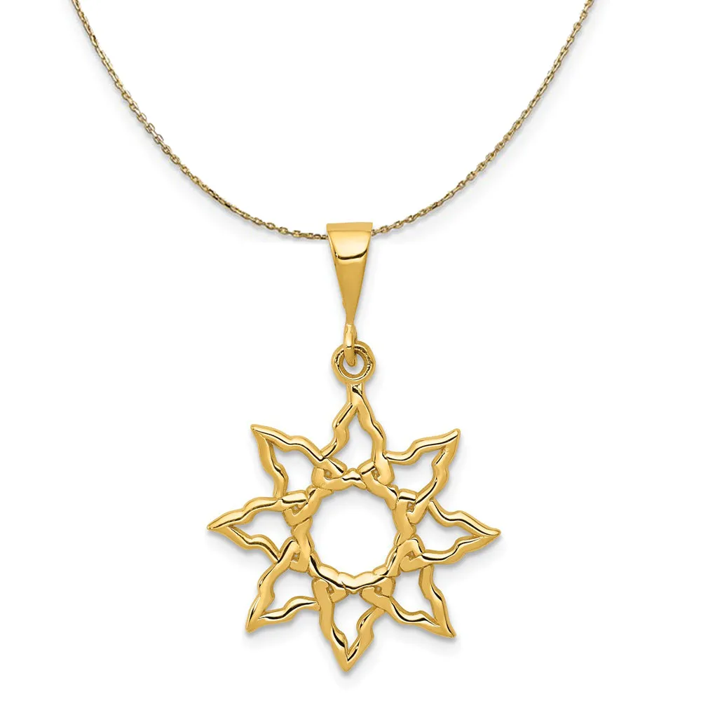 14k Yellow Gold 19mm Polished Sun Necklace