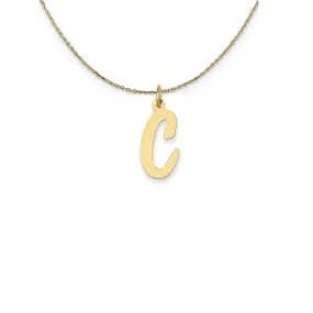 14k Yellow Gold Medium Script Initial C Necklace