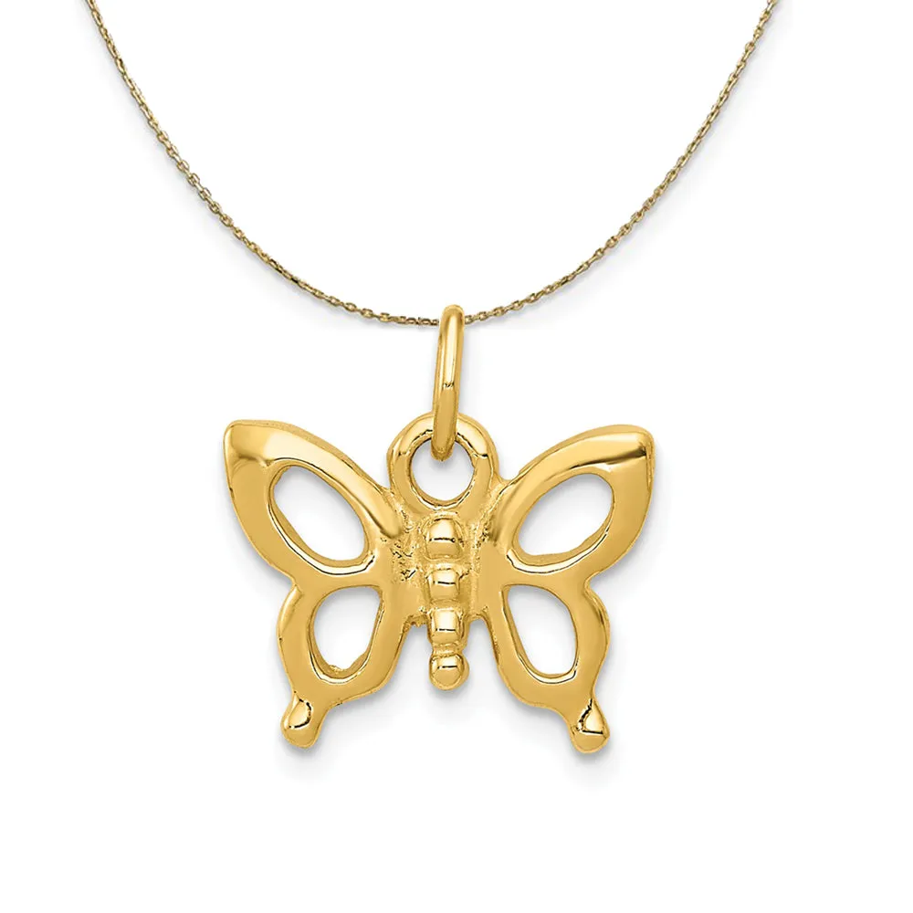 14k Yellow Gold Polished Butterfly (15mm) Necklace