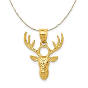 14k Yellow Gold Polished Deer Head Necklace