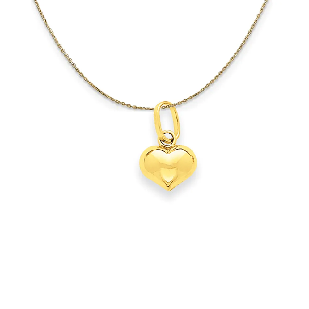 14k Yellow Gold Puffed Heart (6mm) Necklace