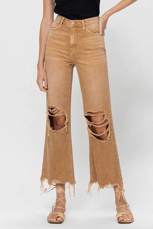 90's Vintage Super High Rise Crop Flare Jeans