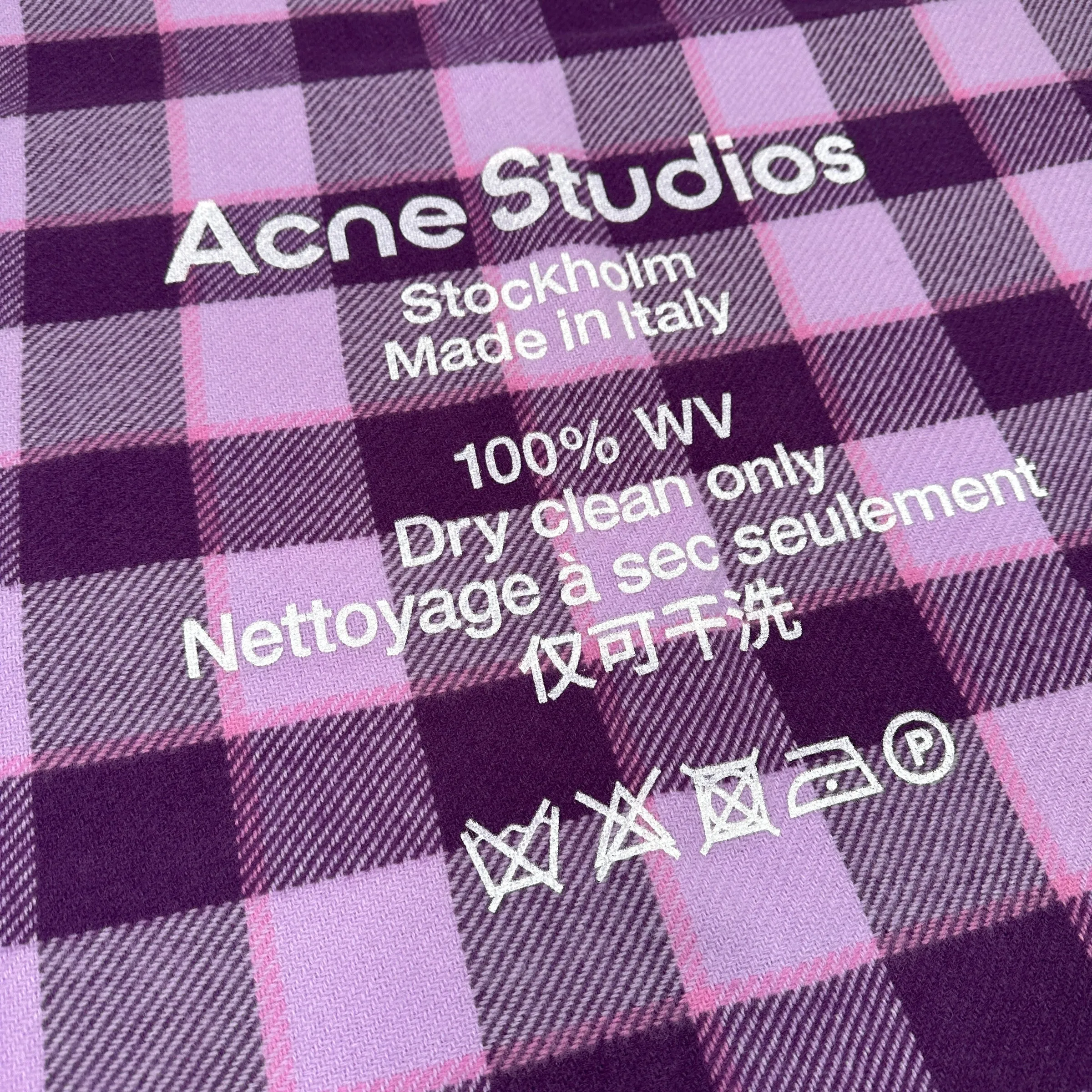 ACNE STUDIOS PURPLE CASSIAR CHECK SCARF