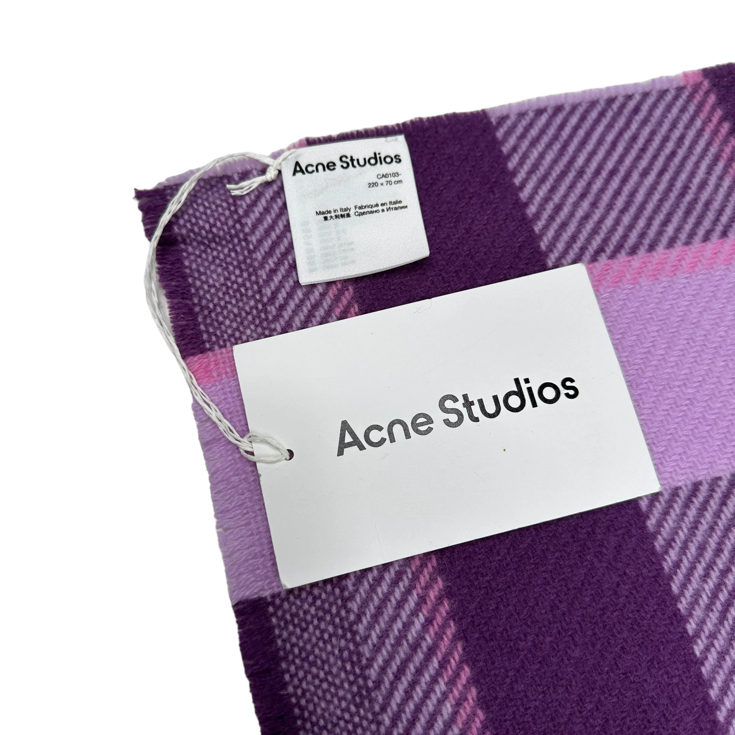 ACNE STUDIOS PURPLE CASSIAR CHECK SCARF