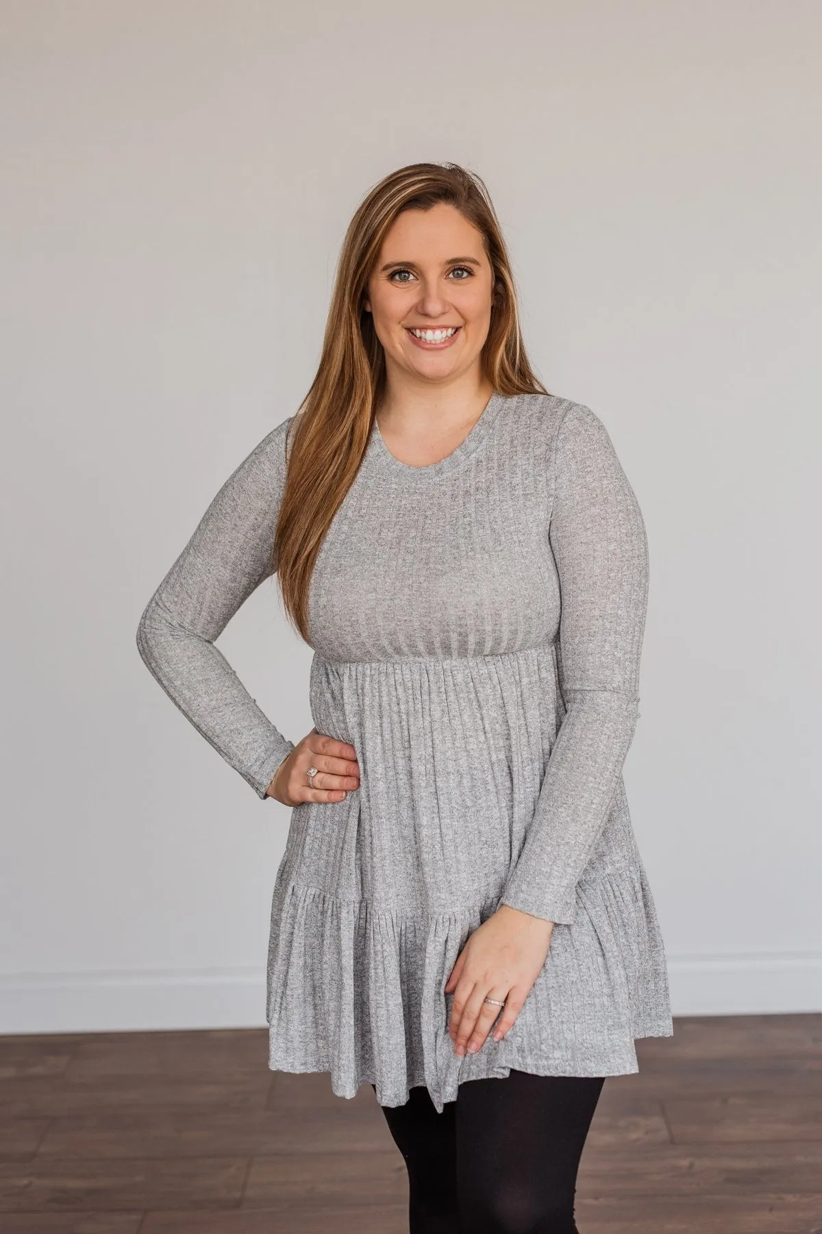 Always On Point Knit Dress- Heather Grey