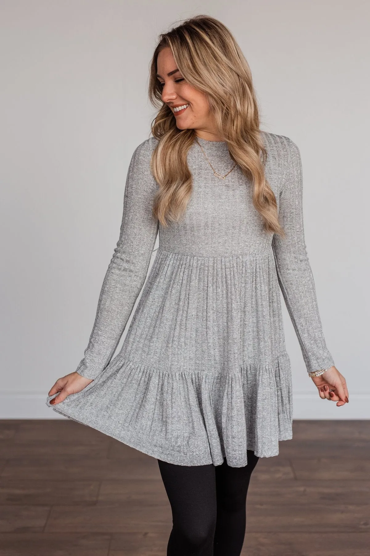 Always On Point Knit Dress- Heather Grey