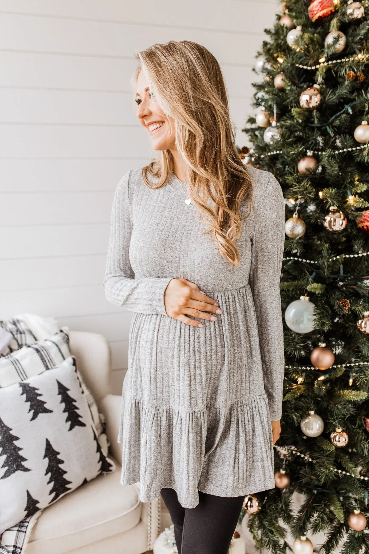 Always On Point Knit Dress- Heather Grey