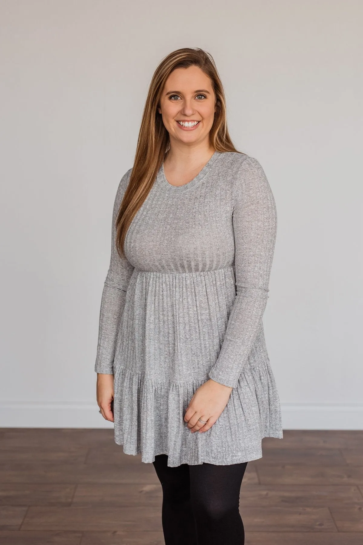 Always On Point Knit Dress- Heather Grey