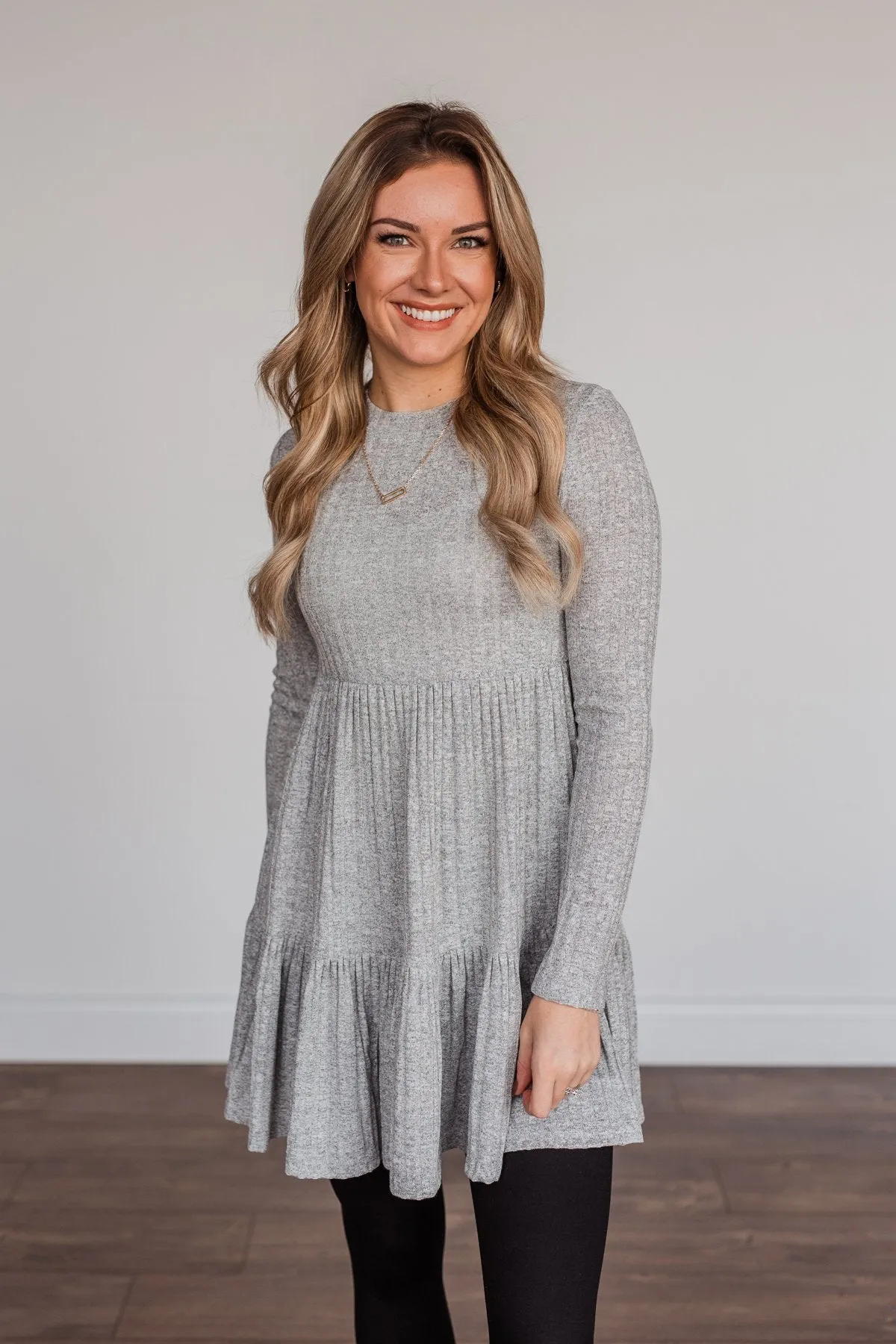 Always On Point Knit Dress- Heather Grey