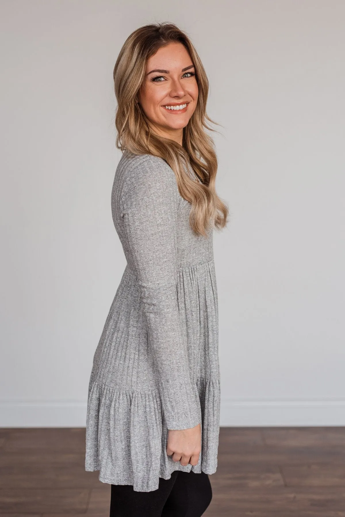 Always On Point Knit Dress- Heather Grey