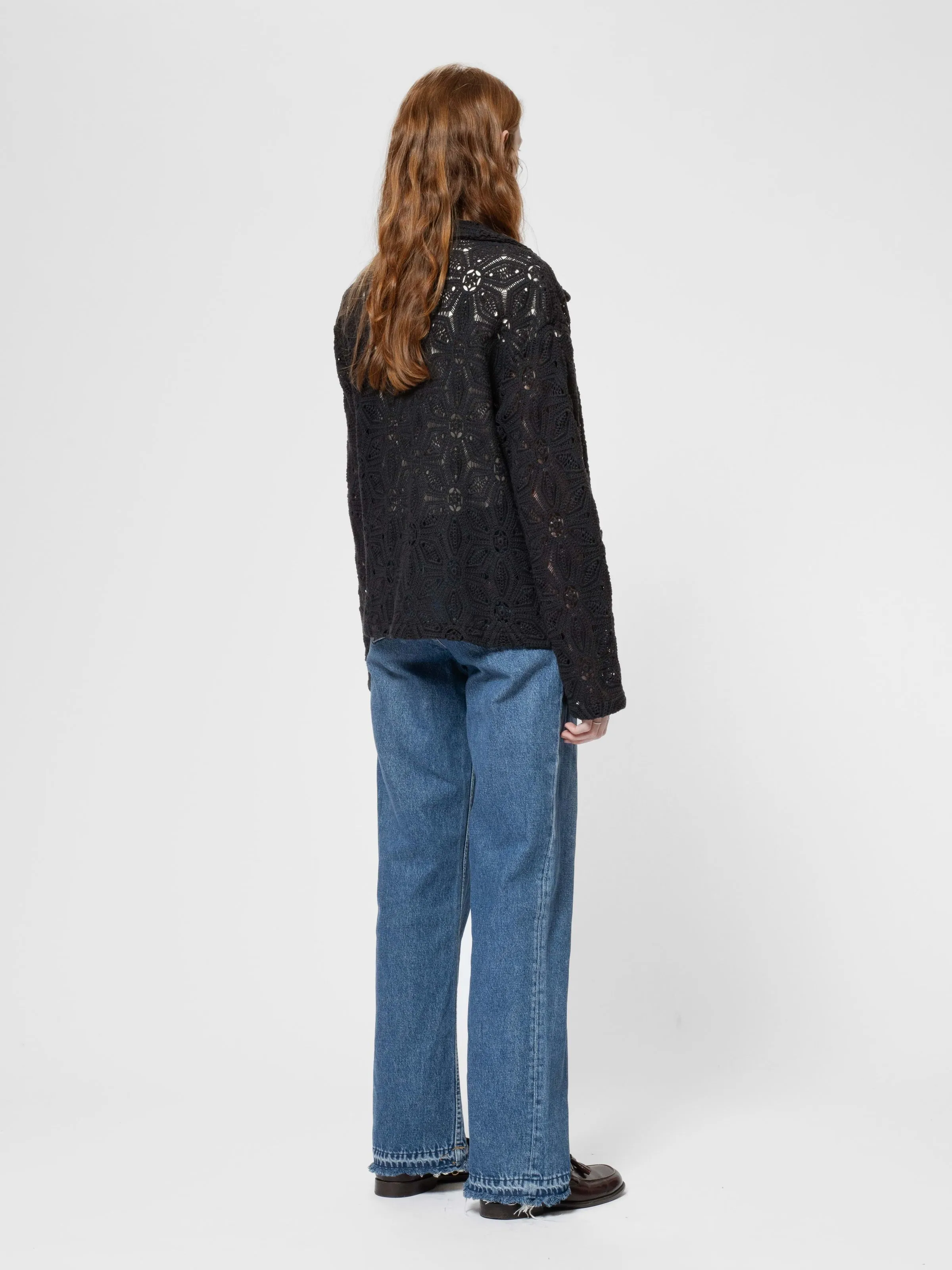 Anita Crochet Cardigan Black