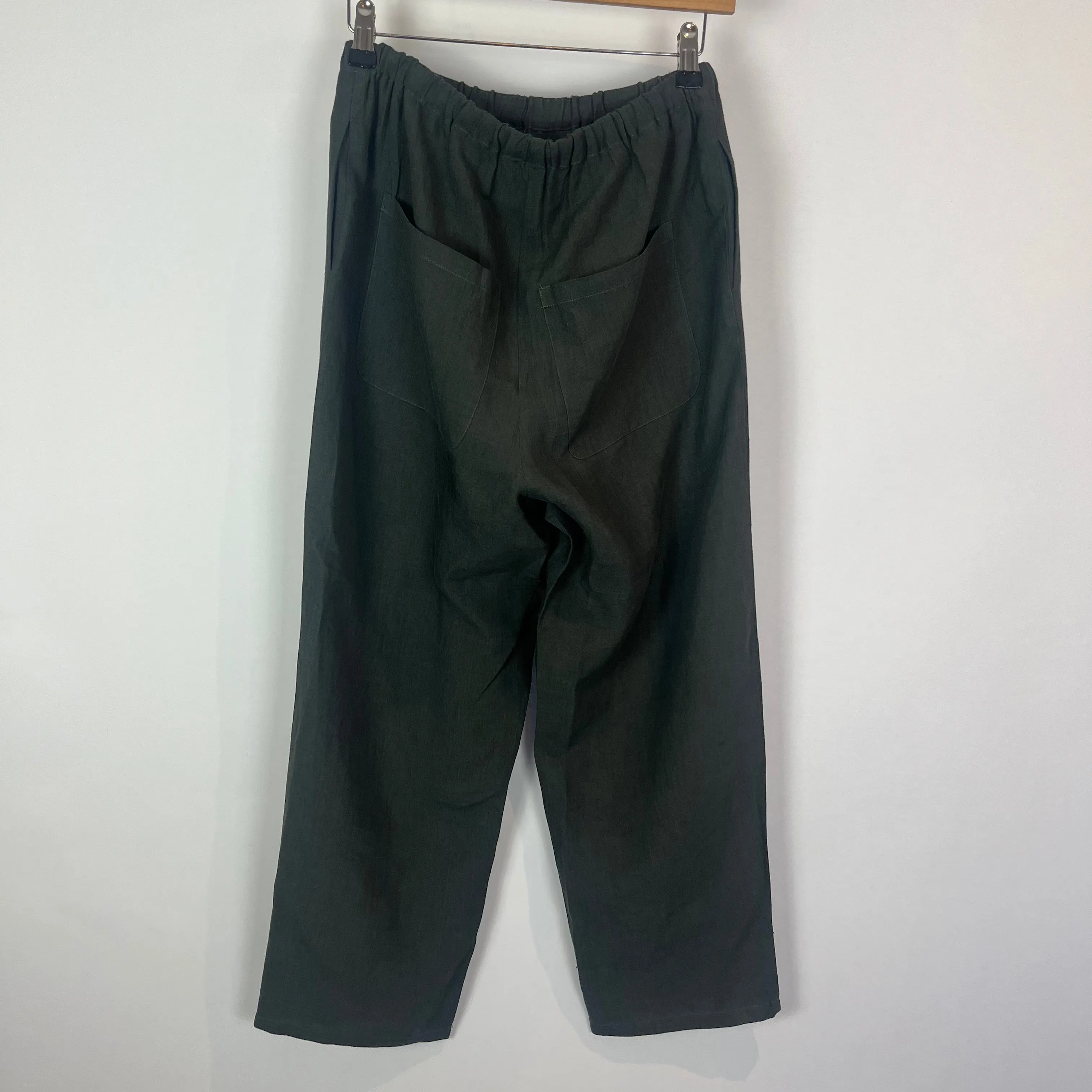 Apuntob 295 Grey Linen Pull-On Pants S