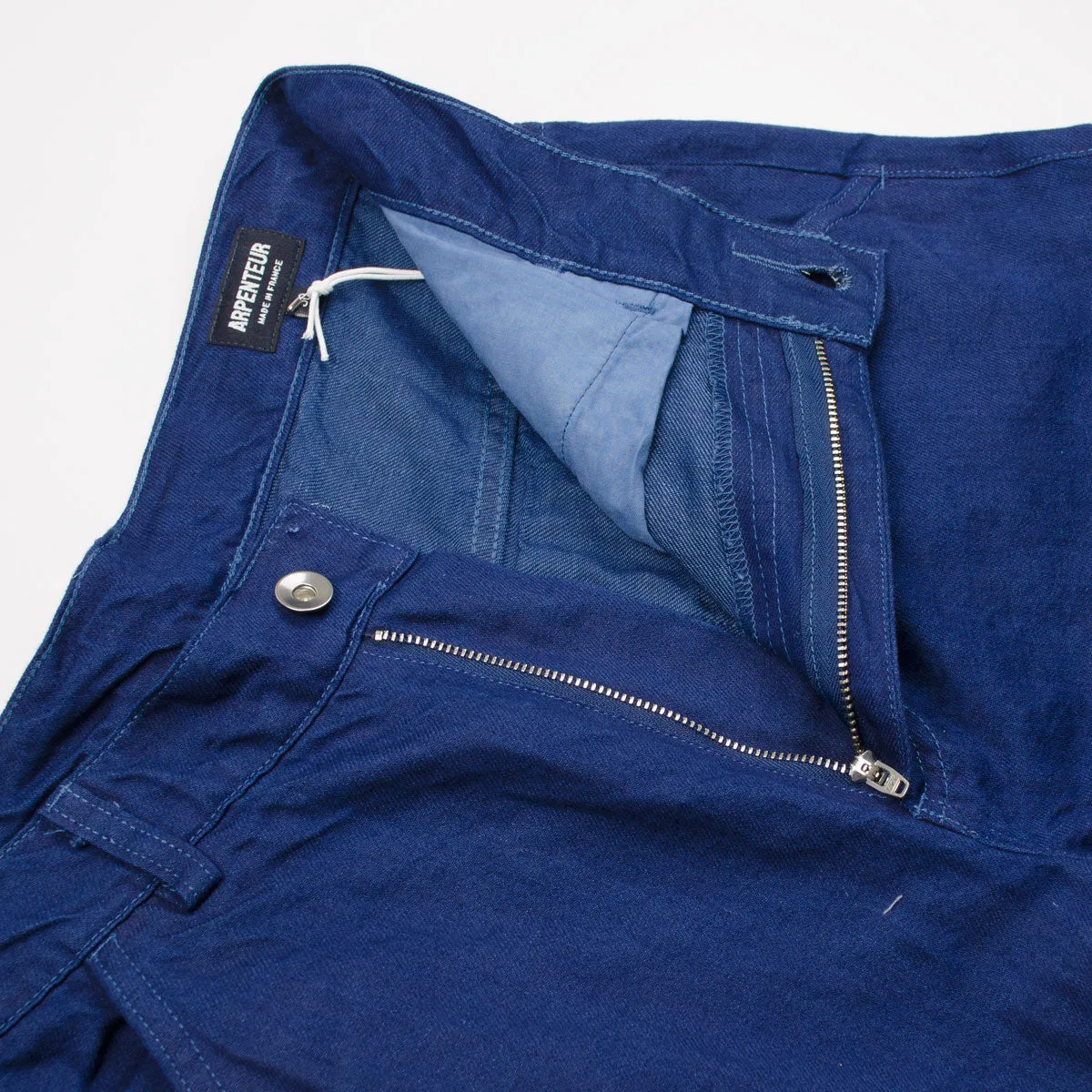 Arpenteur - Eddie Pants Cotton / Linen Sergé - Plain Woad Blue