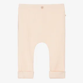 Baby Girls Pink Ribbed Cotton Leggings 