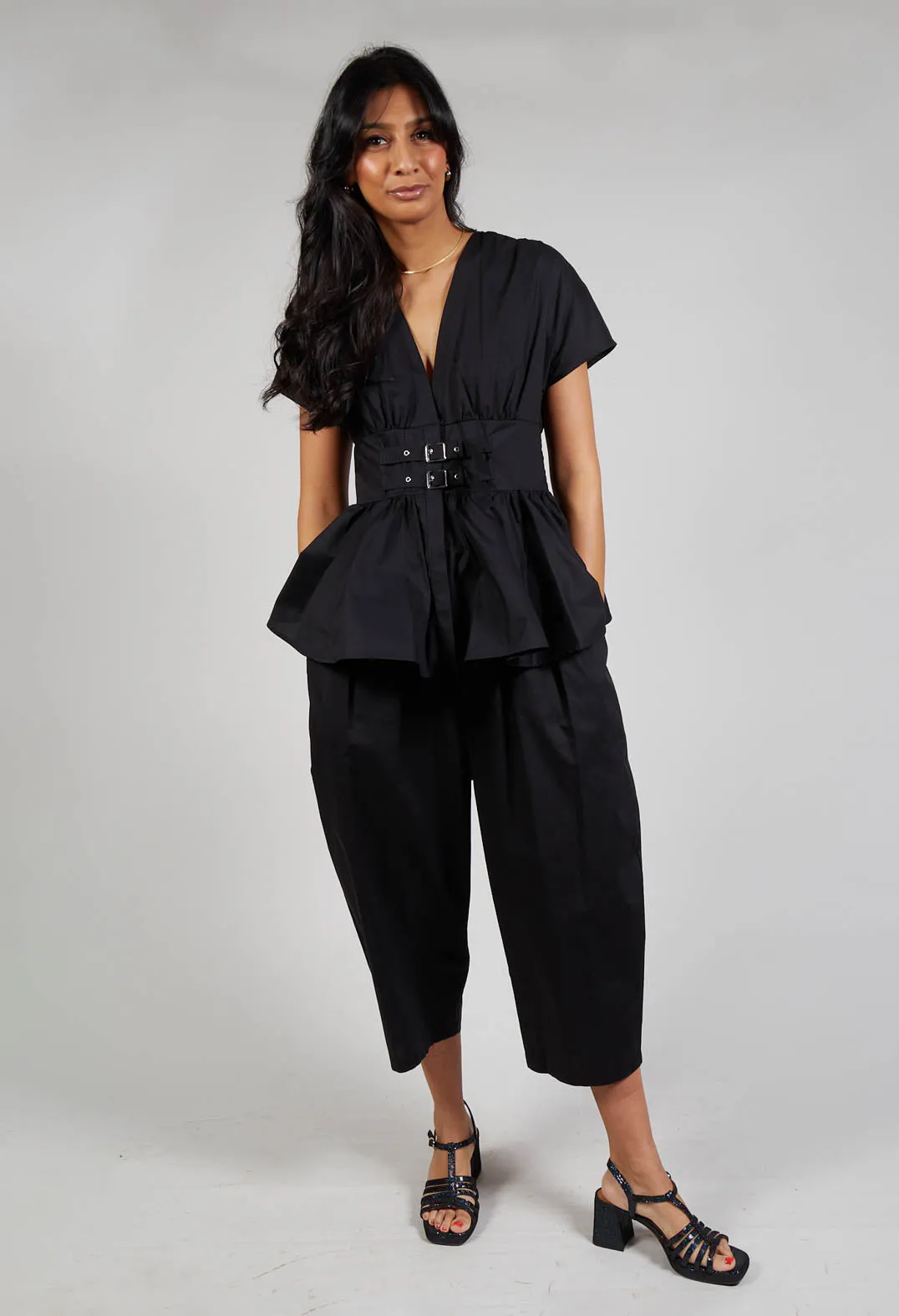 Balloon Leg Trousers in Black