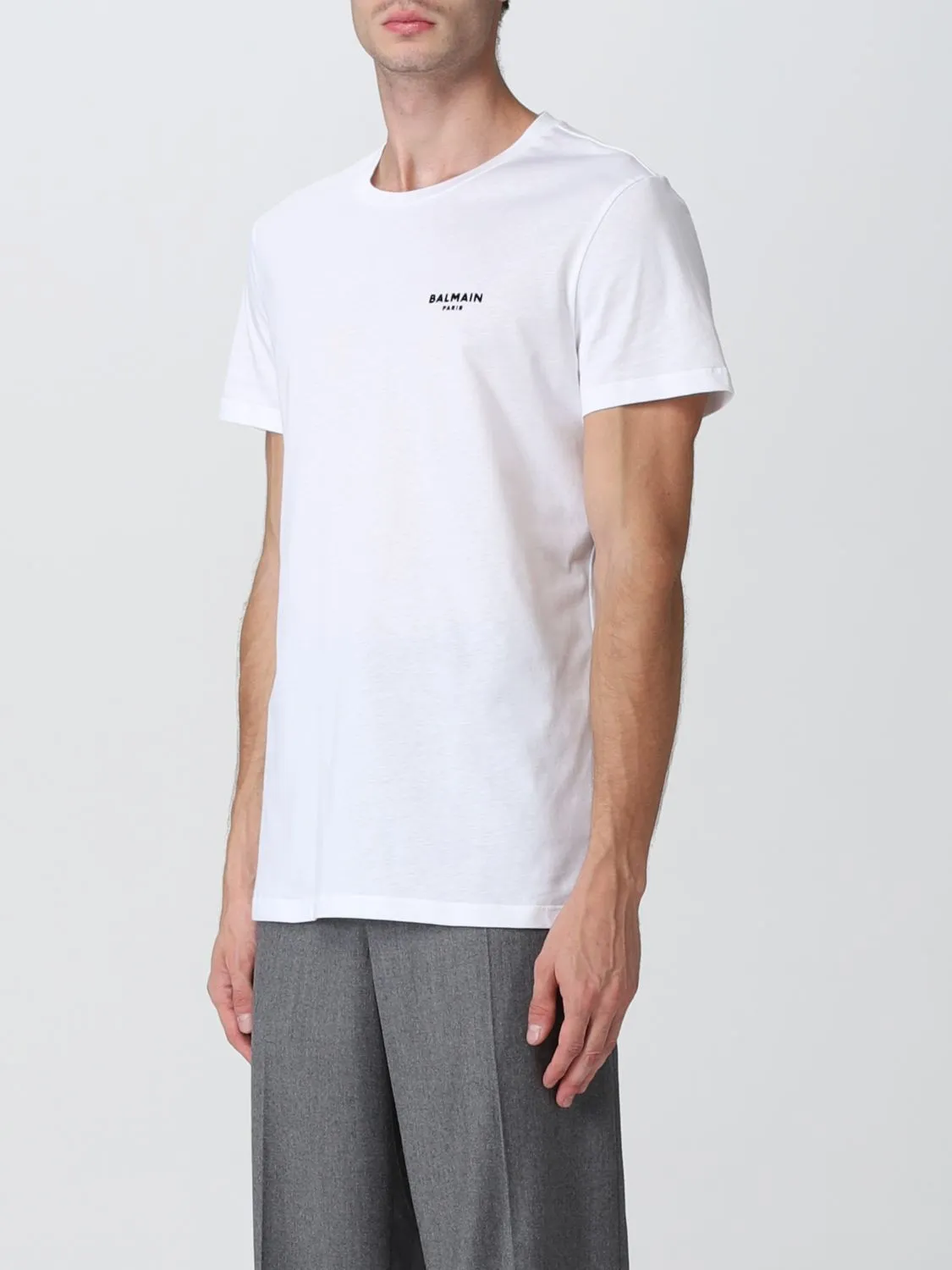 BALMAIN  |Crew Neck Pullovers Plain Cotton Short Sleeves Logo Luxury