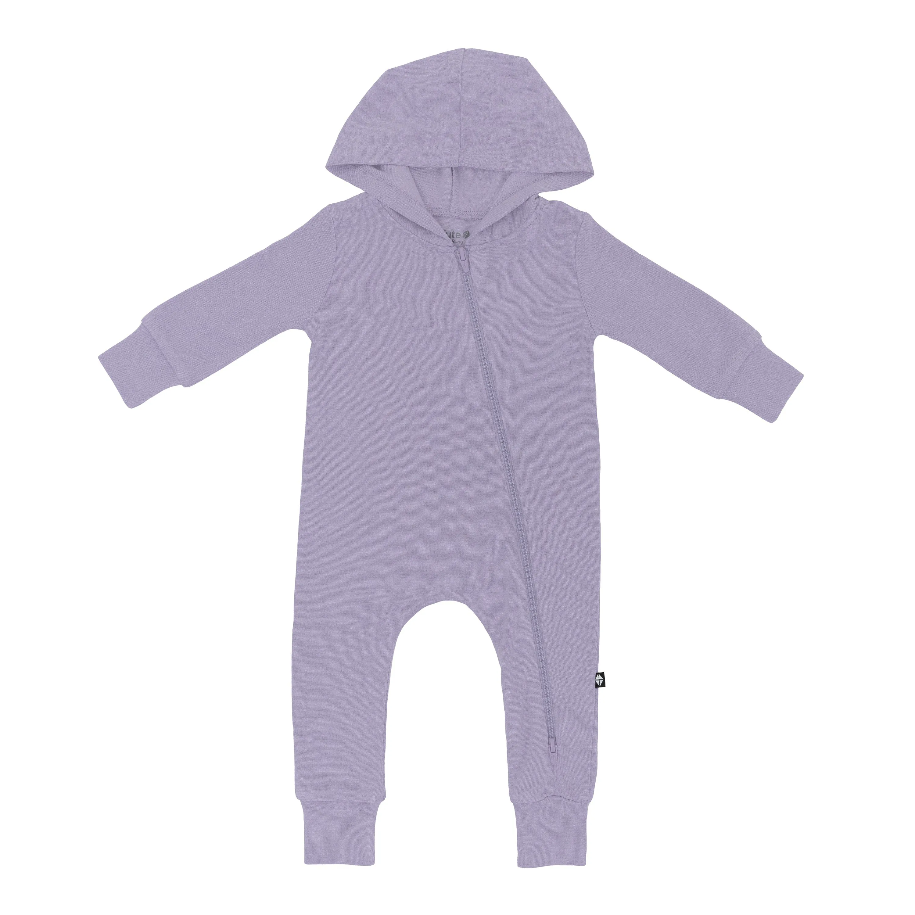 Bamboo Jersey Hooded Zippered Romper in Taro