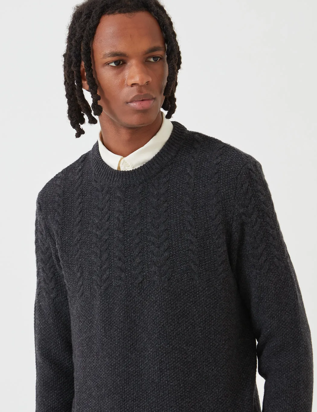 Barbour Crastill Cable Knit Sweatshirt - Charcoal Grey