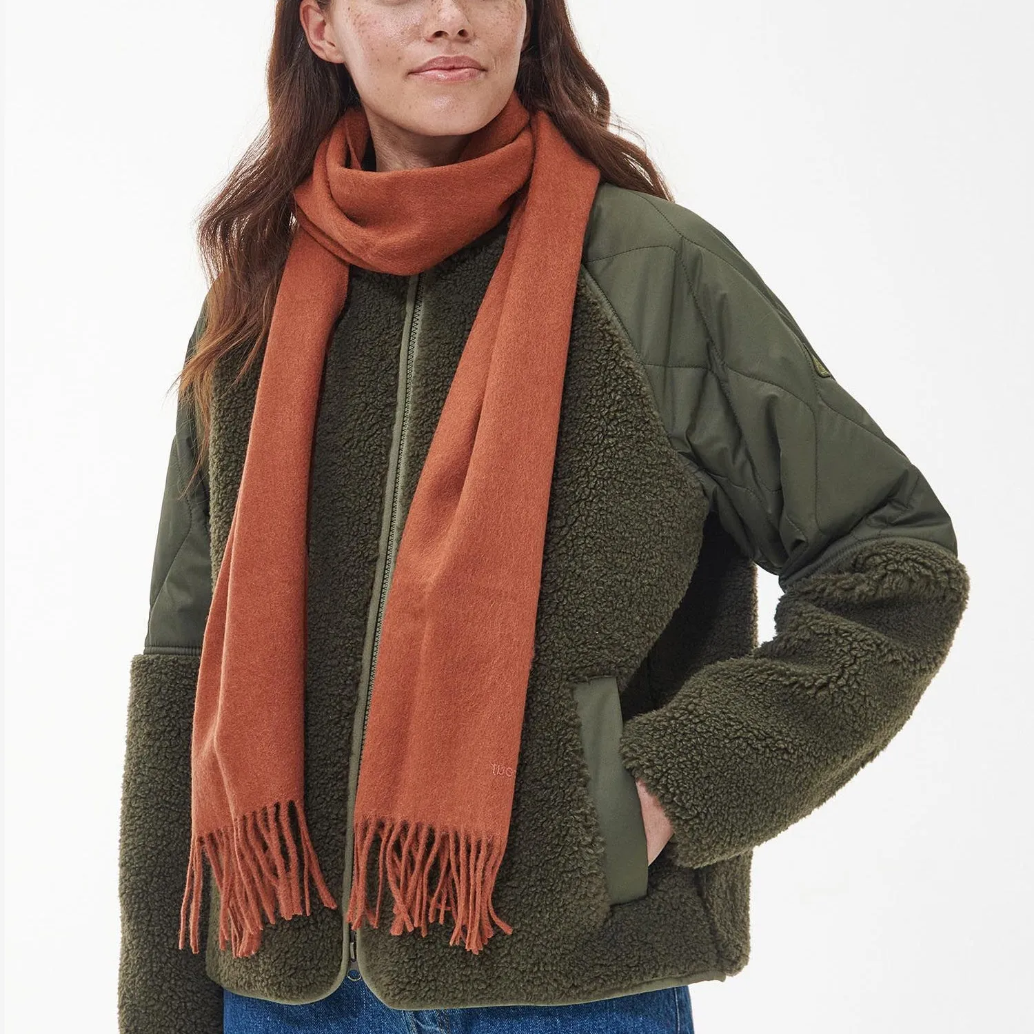 Barbour Lambswool Woven Scarf in Warm Ginger