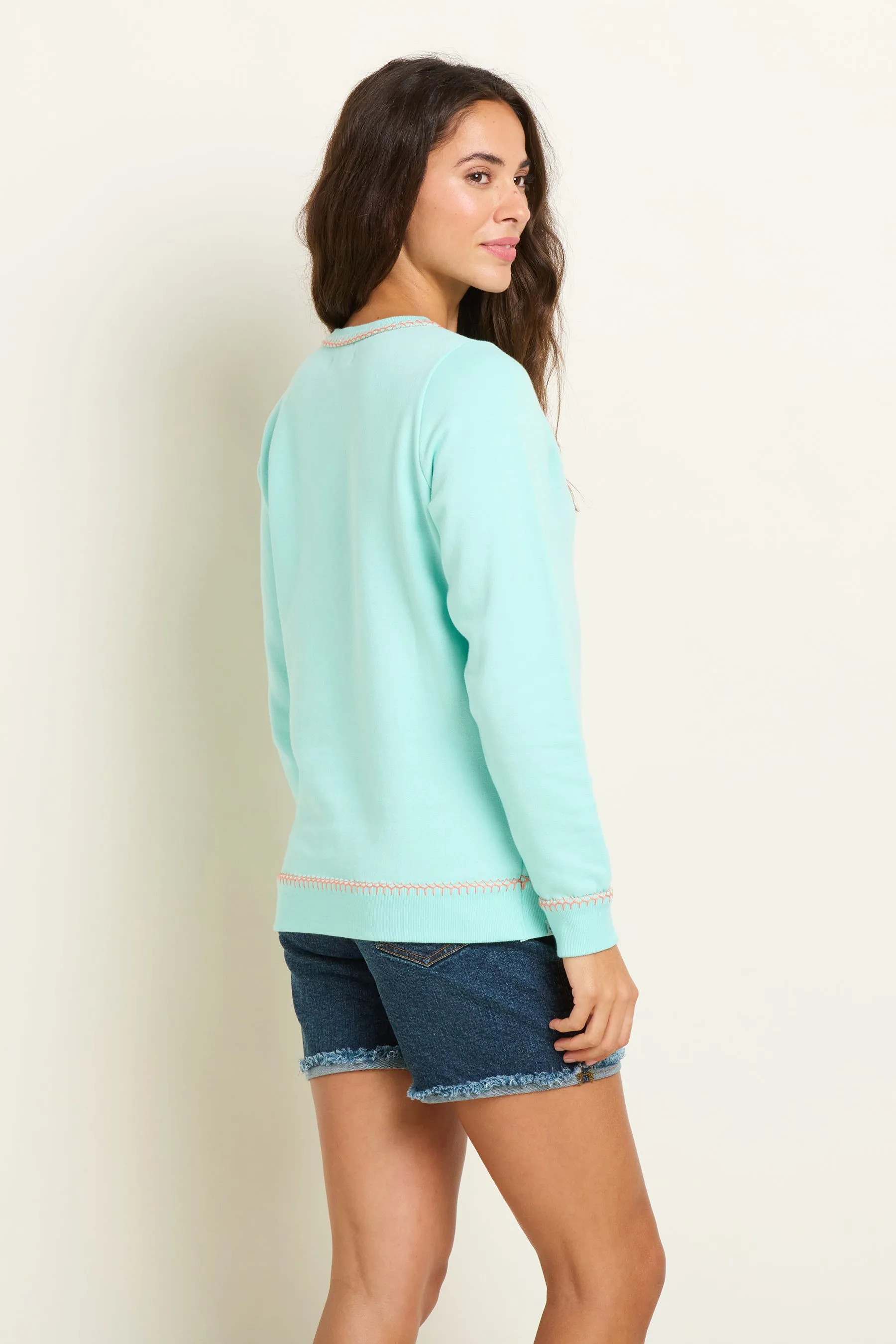 Blanket Stitch Crew Neck Sweatshirt