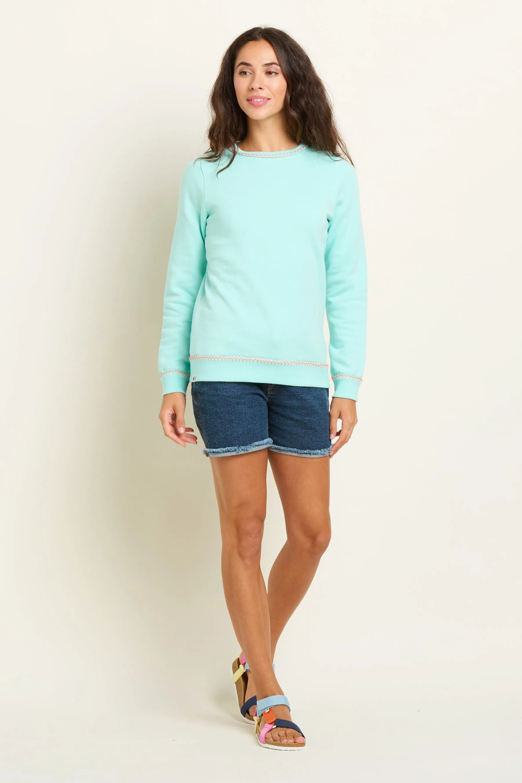 Blanket Stitch Crew Neck Sweatshirt