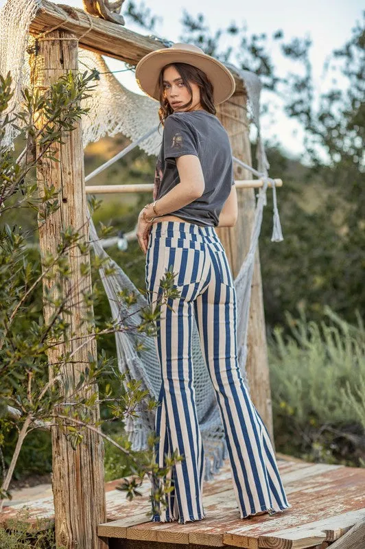 Boho Striped Flare Denim