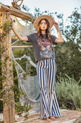 Boho Striped Flare Denim