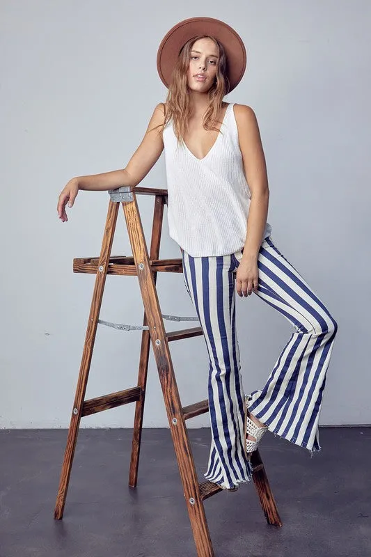 Boho Striped Flare Denim