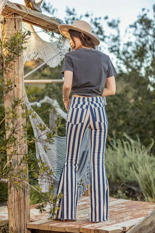 Boho Striped Flare Denim