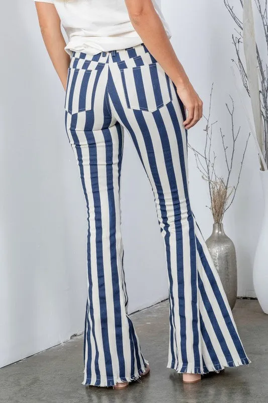 Boho Striped Flare Denim