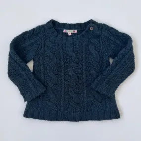 Bonpoint Teal Cable Knit Cashmere Jumper: 4 Years