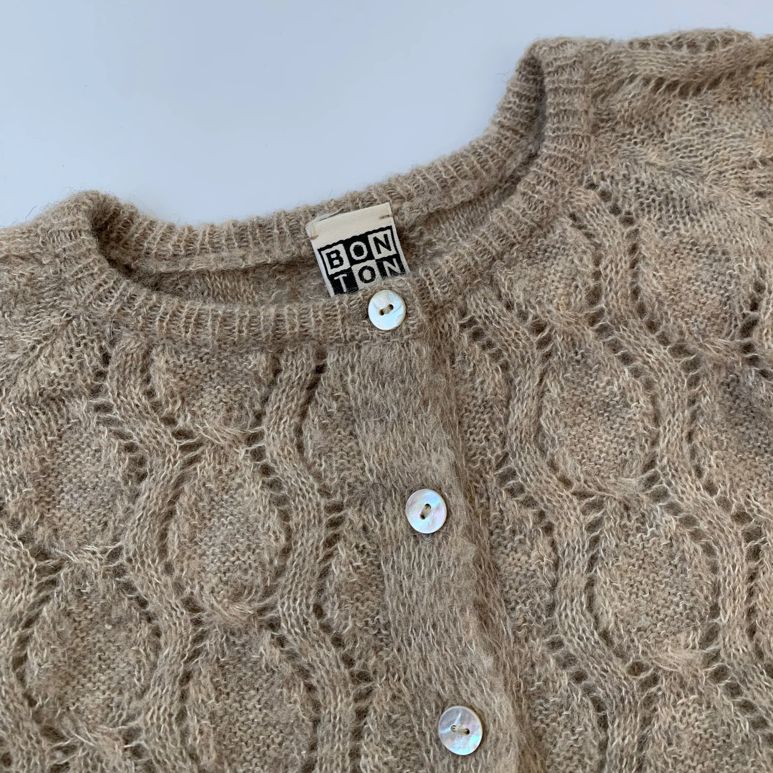 Bonton Taupe Mohair Mix Cardigan: 4 Years