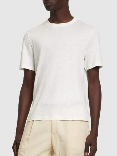 BRUNELLO CUCINELLI  |Crew Neck Pullovers Linen Plain Cotton Short Sleeves