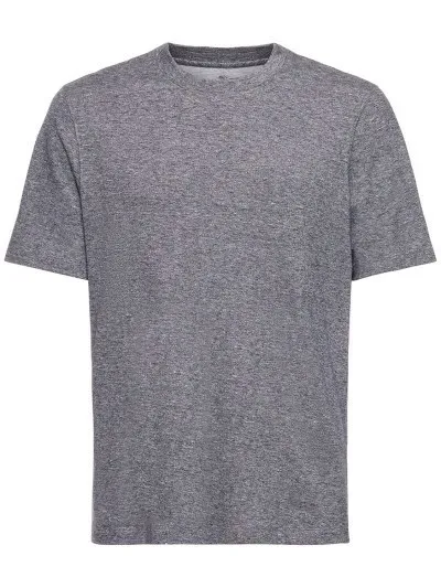 BRUNELLO CUCINELLI  |Crew Neck Pullovers Linen Plain Cotton Short Sleeves