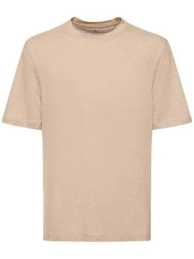 BRUNELLO CUCINELLI  |Crew Neck Pullovers Linen Plain Cotton Short Sleeves