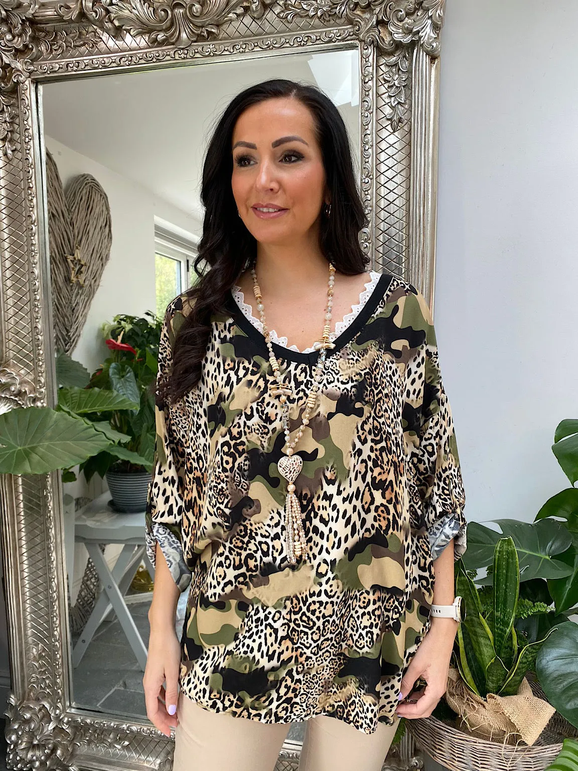 Camo Animal Print Top Eddie