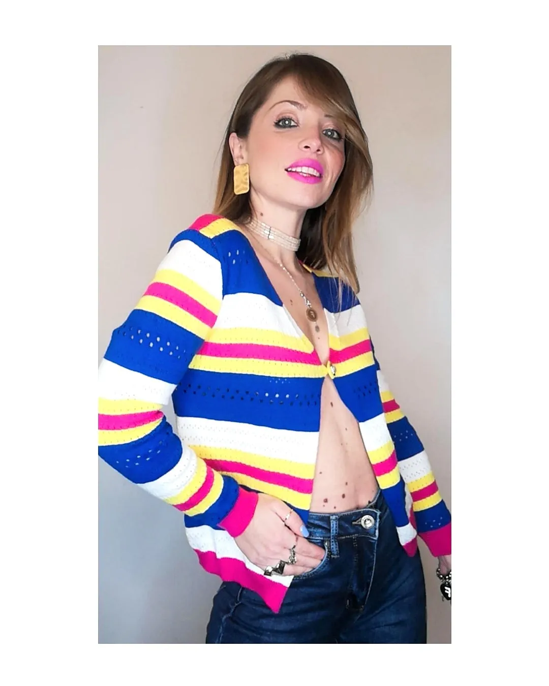 Cardigan a righe multicolor!