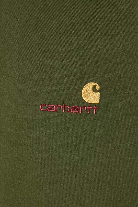 Carhartt WIP cotton longsleeve top Longsleeve American Script green color smooth I029955.2BRXX