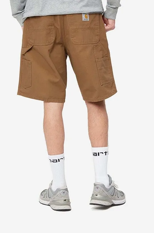 Carhartt WIP cotton shorts Single Knee brown color