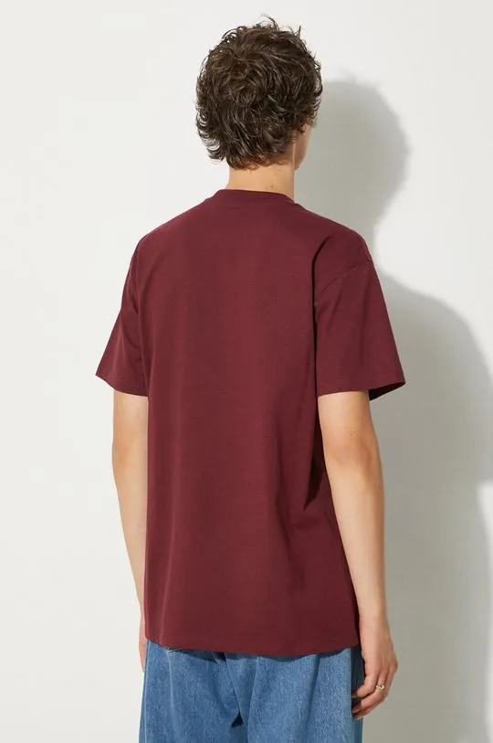 Carhartt WIP cotton t-shirt S/S American Script men’s maroon color I029956.2BYXX