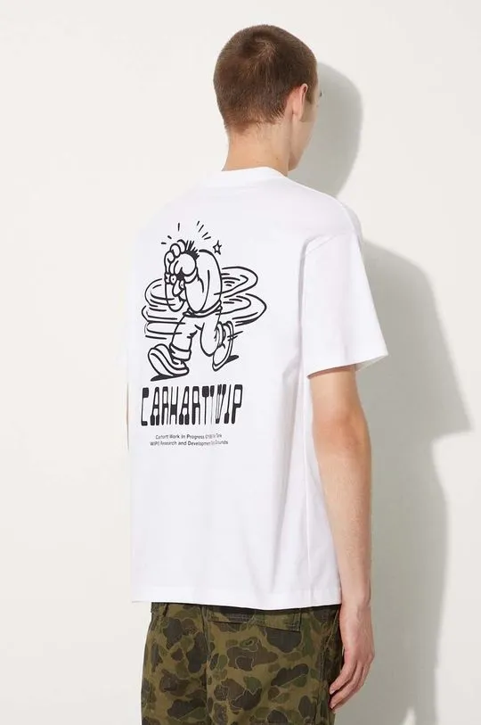 Carhartt WIP cotton t-shirt S/S Think Tank men’s white color with a print I033964.02XX