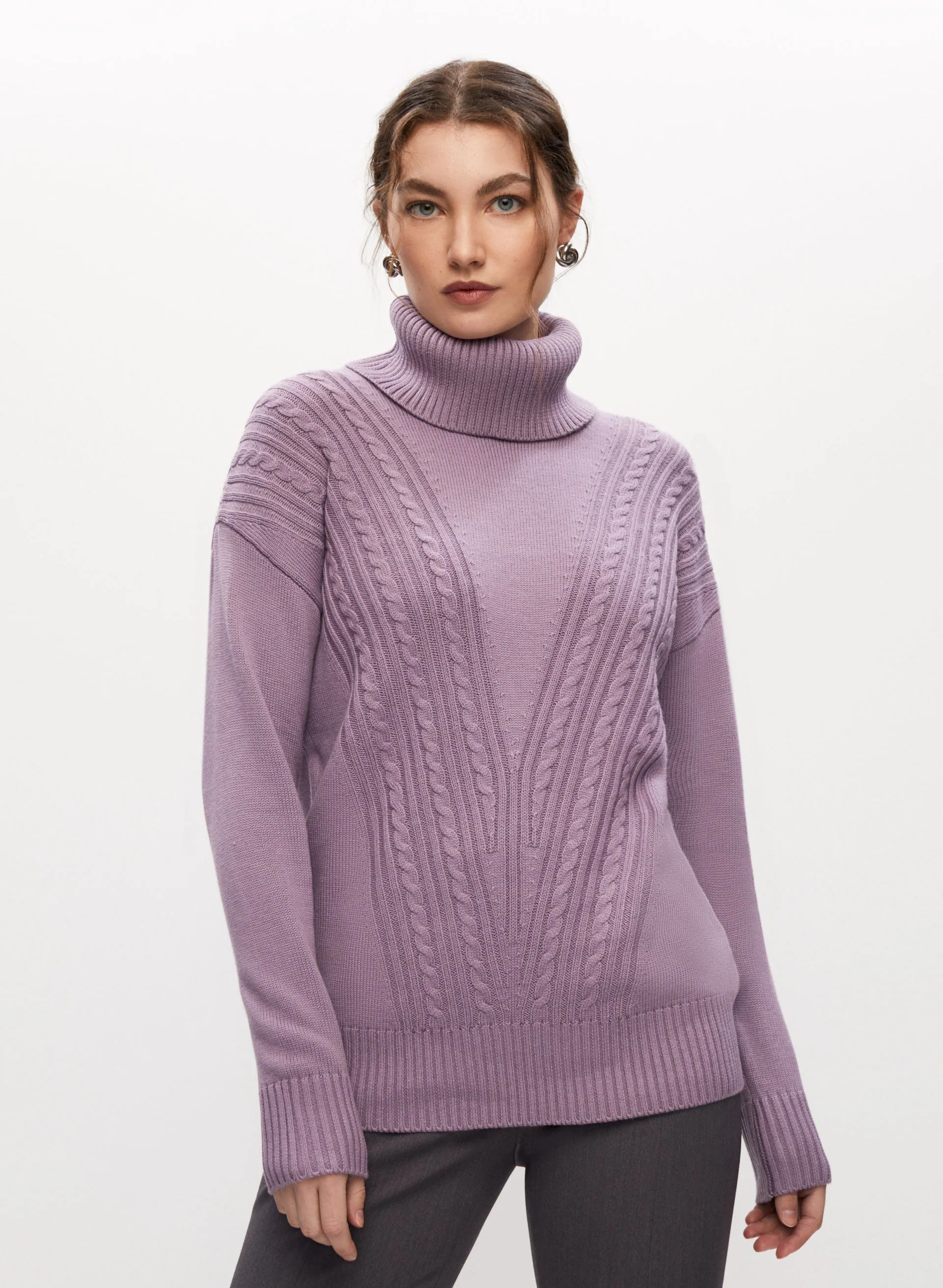 Cashmere Blend Cable Knit Sweater