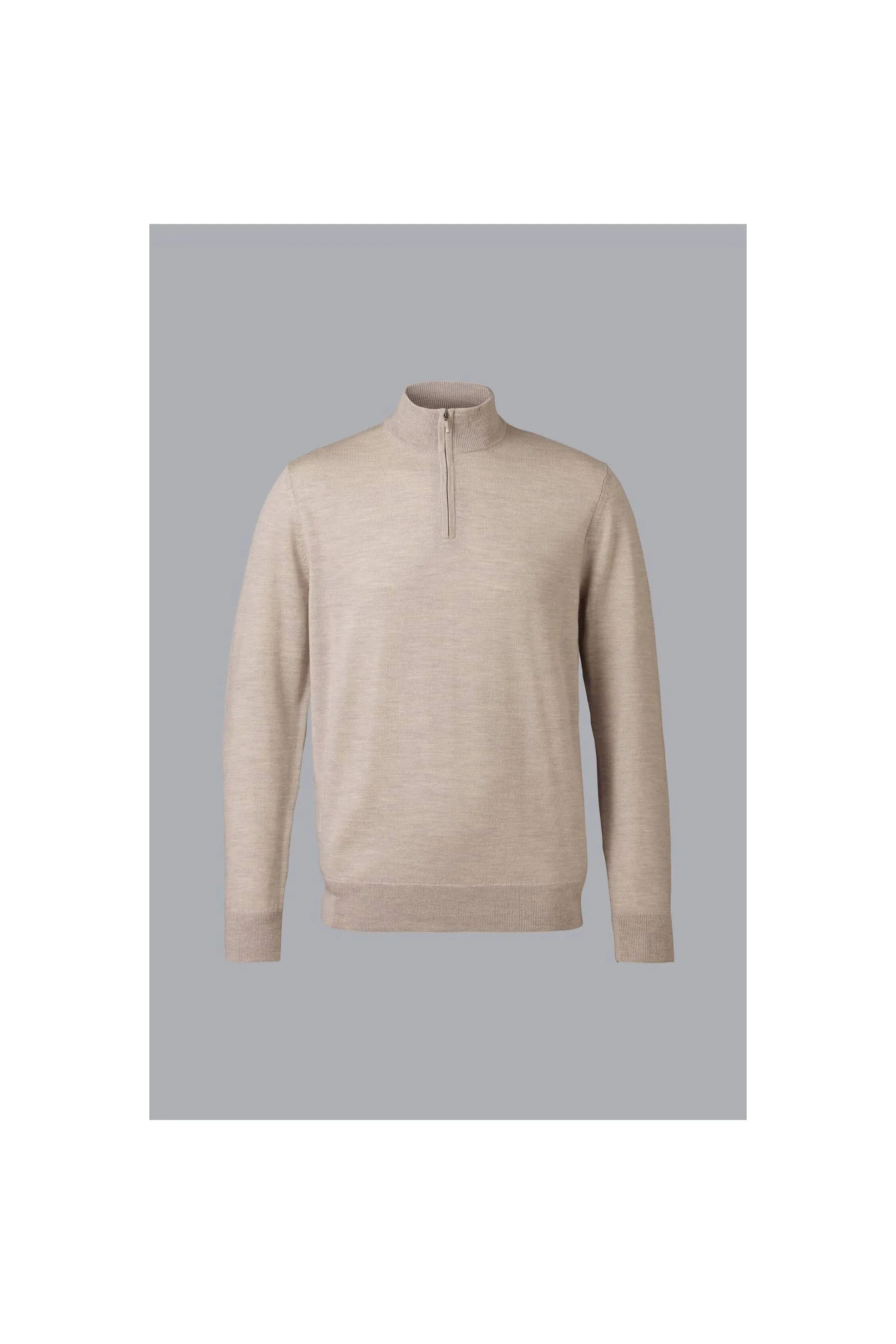 CHARLES TYRWHITT Limestone Pure Merino Zip Neck Jumper  Limestone Men Jumpers