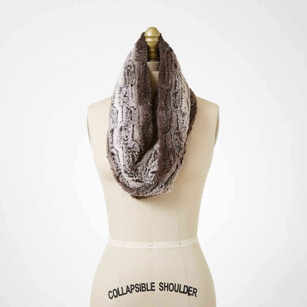 Chinchilla in Brown Luxury Faux Fur Infinity Scarf