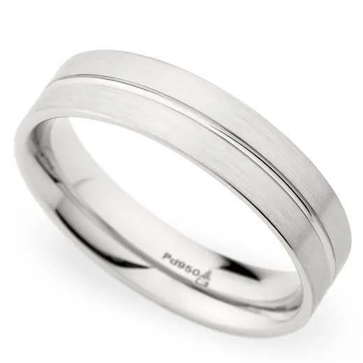 Christian Bauer Men's 14K White Gold 5.5mm Brushed Wedding Band Ring