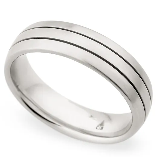 Christian Bauer Men's White Gold Brushed Wedding Band Ring 18K