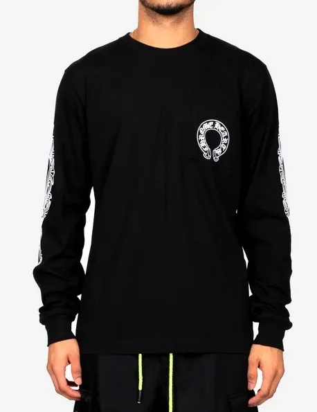 CHROME HEARTS  |Street Style Long Sleeves Cotton Long Sleeve T-shirt Logo