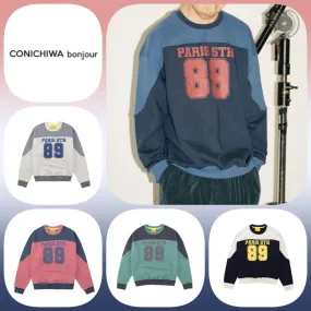 CONICHIWA bonjour  |Unisex U-Neck Long Sleeves Cotton Sweatshirts