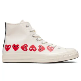 Converse x Comme Des Garcons PLAY All Star Chuck '70 Hi Multi Heart - Off-White