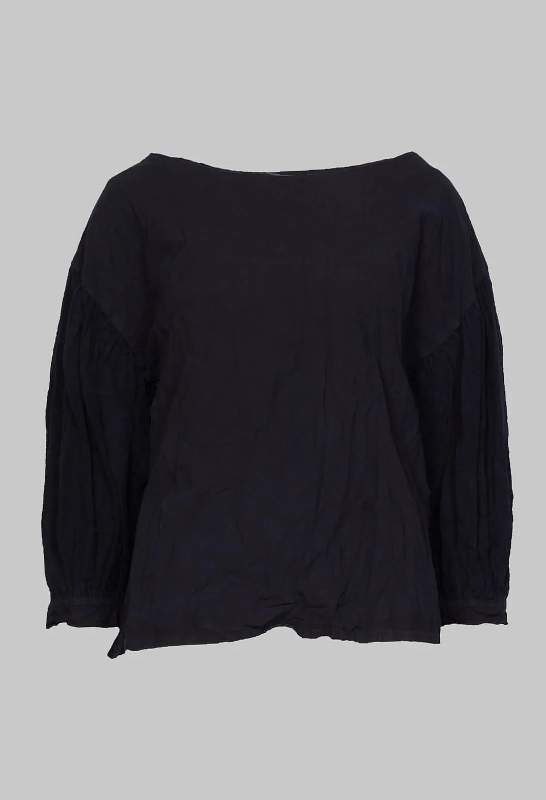 Crinkle Top with Contrasting Sleeves in Navy